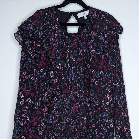 REISS Carey Floral Printed Ruffle Mini Dress - Picture 4 of 13